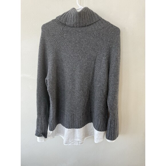 $428 Brochu Walker Jolie Fringe Layered Sweater Gray Wool Cashmere Turtleneck L - Picture 7 of 8